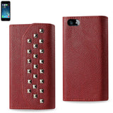 REIKO IPHONE SE/ 5S/ 5 STUDS WALLET CASE IN DARK RED