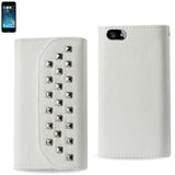 REIKO IPHONE SE/ 5S/ 5 STUDS WALLET CASE IN WHITE