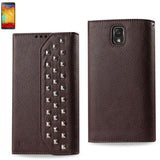 REIKO SAMSUNG GALAXY NOTE 3 STUDS WALLET CASE IN BROWN