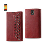 REIKO SAMSUNG GALAXY NOTE 3 STUDS WALLET CASE IN DARK RED