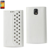 REIKO SAMSUNG GALAXY NOTE 3 STUDS WALLET CASE IN WHITE