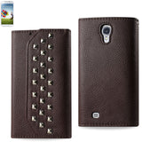REIKO SAMSUNG GALAXY S4 STUDS WALLET CASE IN BROWN