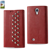 REIKO SAMSUNG GALAXY S4 STUDS WALLET CASE IN DARK RED