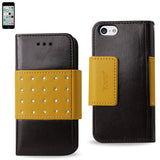 REIKO IPHONE 5C JEWELRY DIAMOND STUDS BELT WALLET CASE IN BROWN
