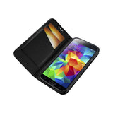 REIKO SAMSUNG GALAXY S5 FLIP FOLIO BOW WALLET CASE IN BLACK HOT PINK