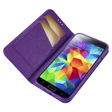 REIKO SAMSUNG GALAXY S5 FLIP FOLIO BOW WALLET CASE IN PURPLE WHITE