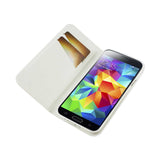 REIKO SAMSUNG GALAXY S5 FLIP FOLIO BOW WALLET CASE IN WHITE PINK