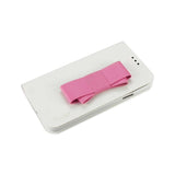 REIKO SAMSUNG GALAXY S5 FLIP FOLIO BOW WALLET CASE IN WHITE PINK
