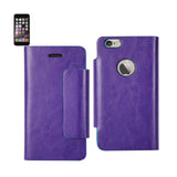 REIKO IPHONE 6 PLUS DUAL COLOR FLIP FOLIO WALLET CASE IN BLUE PURPLE