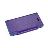 REIKO IPHONE 6 PLUS DUAL COLOR FLIP FOLIO WALLET CASE IN BLUE PURPLE