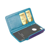 REIKO IPHONE 6 PLUS DUAL COLOR FLIP FOLIO WALLET CASE IN BLUE PURPLE
