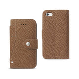 REIKO IPHONE SE WALLET CASE WITH SLIDE OUT POCKET AND FOLD STAND IN BROWN