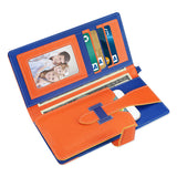 REIKO IPHONE 6/ 6S TWO TONE SUPER WALLET CASE WITH MULTIPLE CARD SLOTS IN ORANGE NAVY