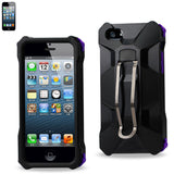 REIKO IPHONE SE/ 5S/ 5 HYBRID HEAVY DUTY HOLSTER CASE WITH METAL CLIP IN PURPLE BLACK
