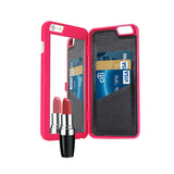 REIKO IPHONE 6 PLUS/ 6S PLUS HIDDEN MIRROR WALLET CASE WITH KICKSTAND FUNCTION IN RED
