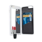 REIKO IPHONE 6 PLUS/ 6S PLUS HIDDEN MIRROR WALLET CASE WITH KICKSTAND FUNCTION IN WHITE