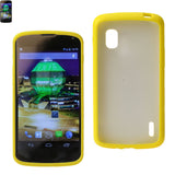 REIKO LG NEXUS 4 FRAME BUMPER CLEAR BACK CASE IN YELLOW