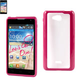 REIKO LG SPIRIT 4G FRAME BUMPER CLEAR BACK CASE IN HOT PINK
