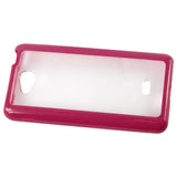 REIKO LG SPIRIT 4G FRAME BUMPER CLEAR BACK CASE IN HOT PINK