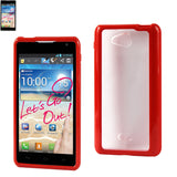 REIKO LG SPIRIT 4G FRAME BUMPER CLEAR BACK CASE IN RED