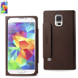 REIKO SAMSUNG GALAXY S5 SMART WINDOW FLIP FOLIO CASE IN BROWN