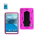 REIKO ALCATEL ONE TOUCH POP 7 HEAVY DUTY HYBRID NON SLIP CASE WITH KICKSTAND IN BLACK HOT PINK