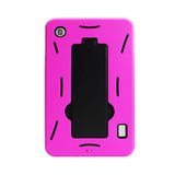 REIKO ALCATEL ONE TOUCH POP 7 HEAVY DUTY HYBRID NON SLIP CASE WITH KICKSTAND IN BLACK HOT PINK