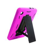 REIKO ALCATEL ONE TOUCH POP 7 HEAVY DUTY HYBRID NON SLIP CASE WITH KICKSTAND IN BLACK HOT PINK
