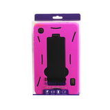 REIKO ALCATEL ONE TOUCH POP 7 HEAVY DUTY HYBRID NON SLIP CASE WITH KICKSTAND IN BLACK HOT PINK