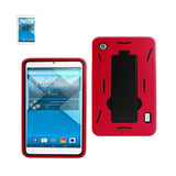 REIKO ALCATEL ONE TOUCH POP 7 HEAVY DUTY HYBRID NON SLIP CASE WITH KICKSTAND IN BLACK RED