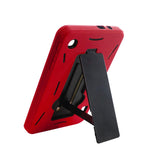 REIKO ALCATEL ONE TOUCH POP 7 HEAVY DUTY HYBRID NON SLIP CASE WITH KICKSTAND IN BLACK RED