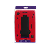 REIKO ALCATEL ONE TOUCH POP 7 HEAVY DUTY HYBRID NON SLIP CASE WITH KICKSTAND IN BLACK RED