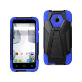 REIKO ALCATEL DAWN/ STREAK HYBRID HEAVY DUTY CASE WITH KICKSTAND IN NAVY BLACK