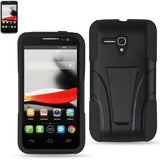 REIKO ALCATEL ONE TOUCH POP STAR 2 HYBRID HEAVY DUTY CASE WITH KICKSTAND IN BLACK