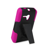 REIKO ALCATEL ONE TOUCH POP STAR 2 HYBRID HEAVY DUTY CASE WITH KICKSTAND IN HOT PINK BLACK