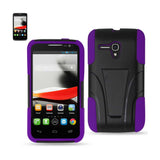 REIKO ALCATEL ONE TOUCH POP STAR 2 HYBRID HEAVY DUTY CASE WITH KICKSTAND IN PURPLE BLACK