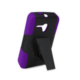 REIKO ALCATEL ONE TOUCH POP STAR 2 HYBRID HEAVY DUTY CASE WITH KICKSTAND IN PURPLE BLACK