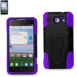 REIKO ALCATEL ONE TOUCH SONIC LTE HYBRID HEAVY DUTY CASE WITH KICKSTAND IN PURPLE BLACK