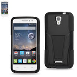 REIKO ALCATEL ONE TOUCH POP ASTRO HYBRID HEAVY DUTY CASE WITH KICKSTAND IN BLACK