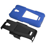 REIKO ALCATEL ONE TOUCH POP ASTRO HYBRID HEAVY DUTY CASE WITH KICKSTAND IN NAVY BLACK