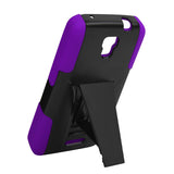 REIKO ALCATEL ONE TOUCH POP ASTRO HYBRID HEAVY DUTY CASE WITH KICKSTAND IN PURPLE BLACK