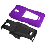 REIKO ALCATEL ONE TOUCH POP ASTRO HYBRID HEAVY DUTY CASE WITH KICKSTAND IN PURPLE BLACK