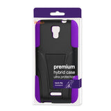 REIKO ALCATEL ONE TOUCH POP ASTRO HYBRID HEAVY DUTY CASE WITH KICKSTAND IN PURPLE BLACK