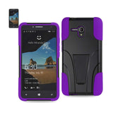 REIKO ALCATEL ONE TOUCH FIERCE XL HYBRID HEAVY DUTY CASE WITH KICKSTAND IN PURPLE BLACK