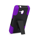 REIKO ALCATEL ONE TOUCH FIERCE XL HYBRID HEAVY DUTY CASE WITH KICKSTAND IN PURPLE BLACK