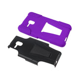 REIKO ALCATEL ONE TOUCH FIERCE XL HYBRID HEAVY DUTY CASE WITH KICKSTAND IN PURPLE BLACK