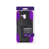 REIKO ALCATEL ONE TOUCH FIERCE XL HYBRID HEAVY DUTY CASE WITH KICKSTAND IN PURPLE BLACK