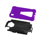 REIKO ALCATEL IDOL 4 HYBRID HEAVY DUTY CASE WITH KICKSTAND IN PURPLE BLACK