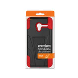 REIKO ALCATEL ONETOUCH PIXI 3 HYBRID HEAVY DUTY CASE WITH KICKSTAND IN RED BLACK