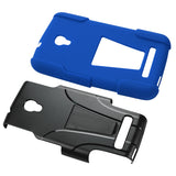 REIKO ALCATEL ONE TOUCH POP MEGA HYBRID HEAVY DUTY CASE WITH KICKSTAND IN NAVY BLACK